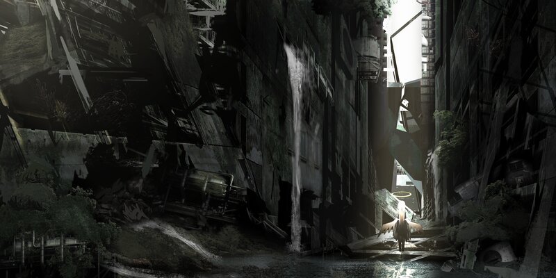 Figure with Wings in Ruins