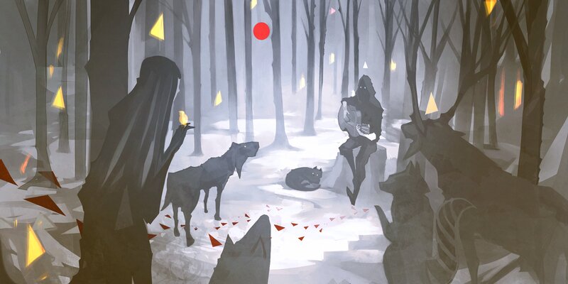 Figures in Snowy Forest