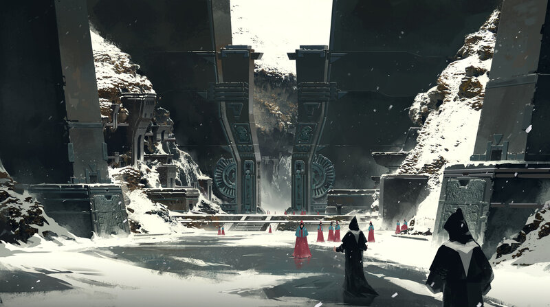 Figures in Snowy Ruins