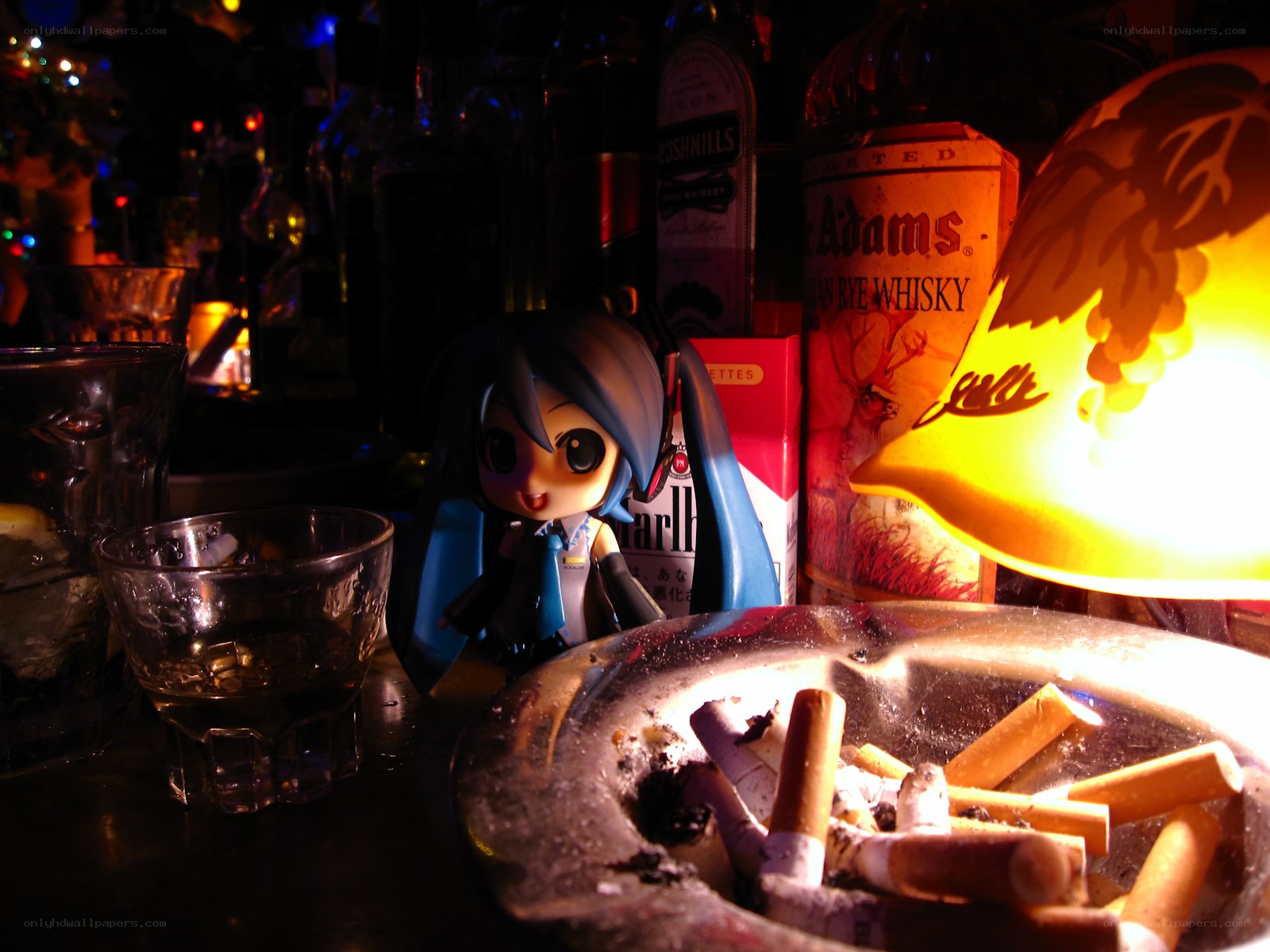 figurine on a bar counter