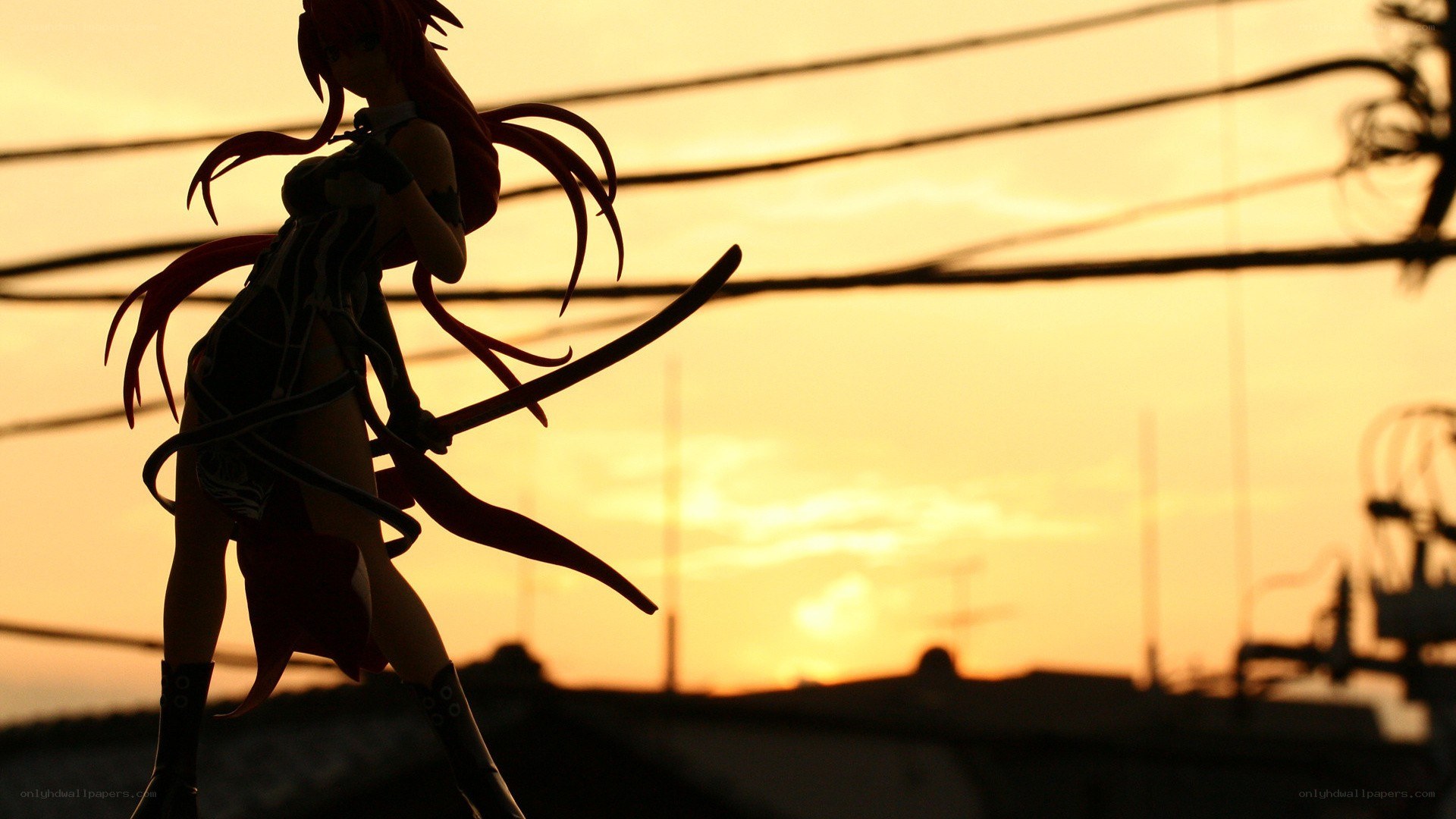 figurine silhouette at sunset
