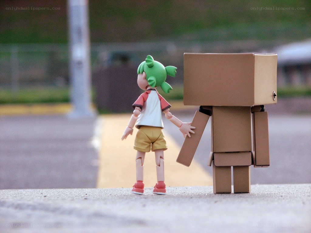 figurine with cardboard robot