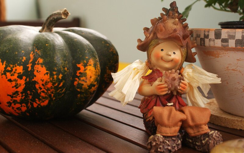Figurine with Pumpkin