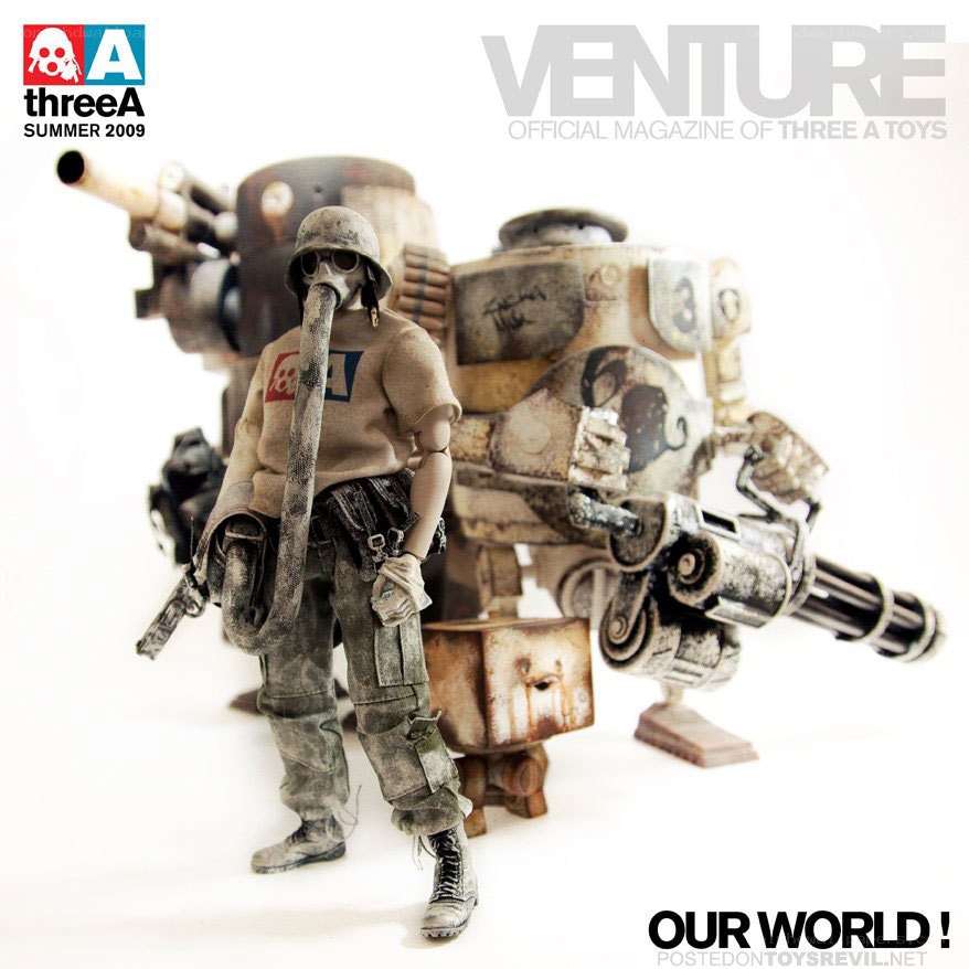 figurine with robot companion