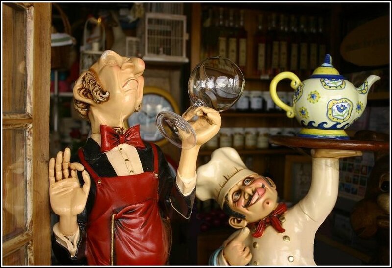 Figurines in a shop display