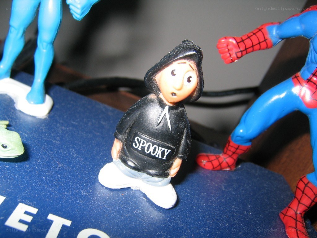 figurines on blue surface