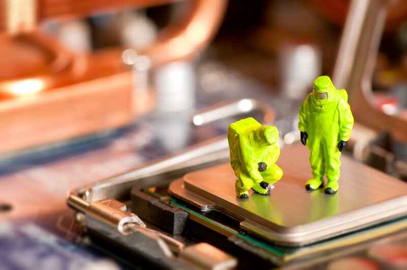 Figurines on Computer Chip