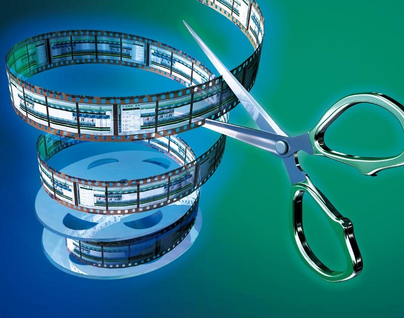 Film editing with scissors