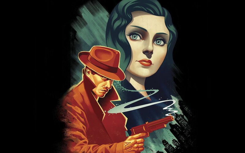 film noir illustration with gun