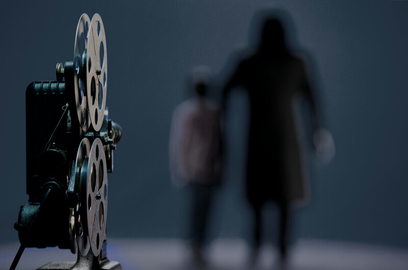 Film projector with silhouettes