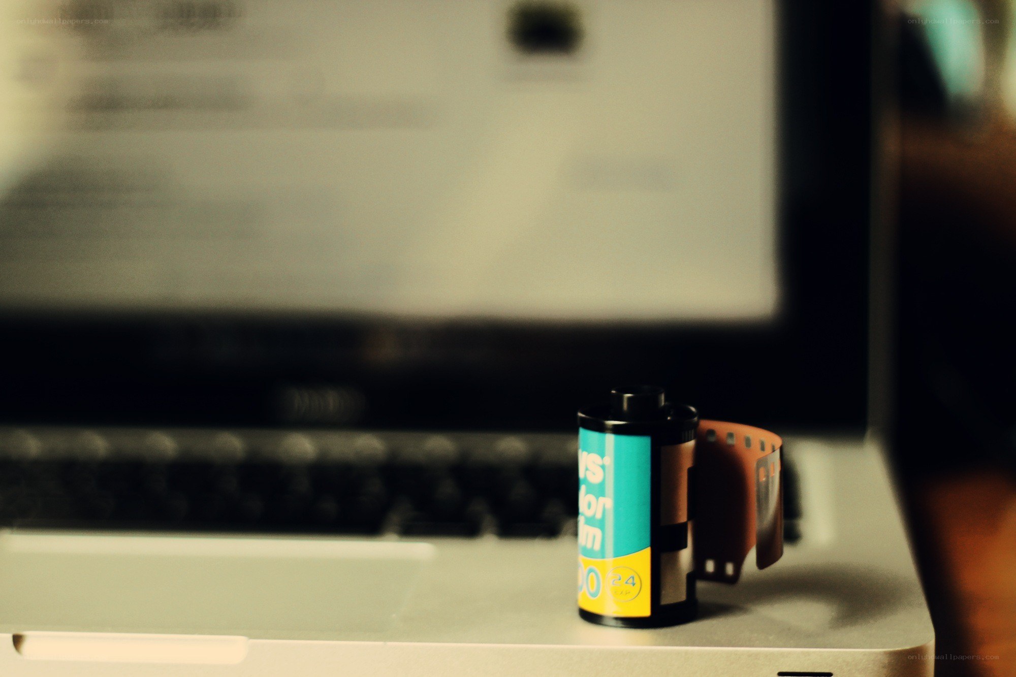 film roll on laptop