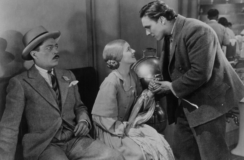 Film scene with three people