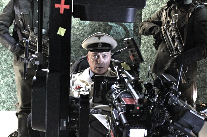 film set with military actors