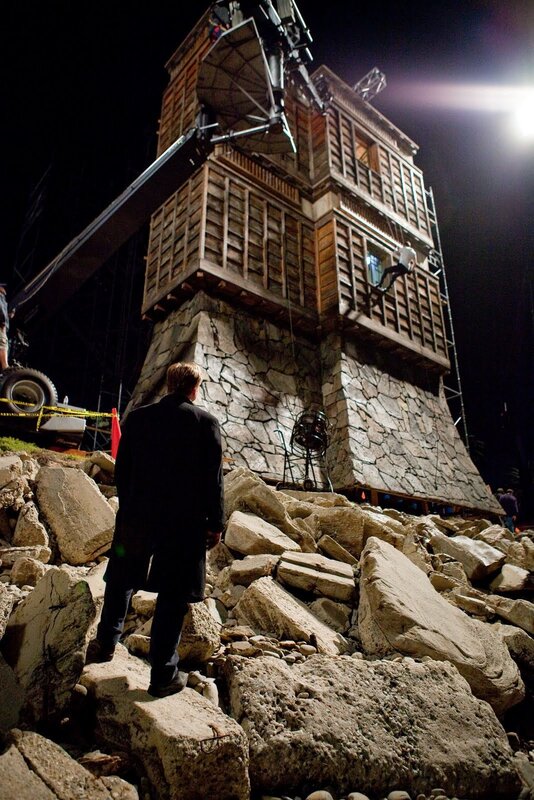 Film set with tower structure