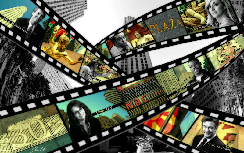 film strip collage of media personalities