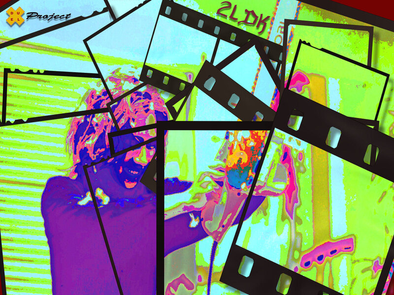 film strip collage with colorful image
