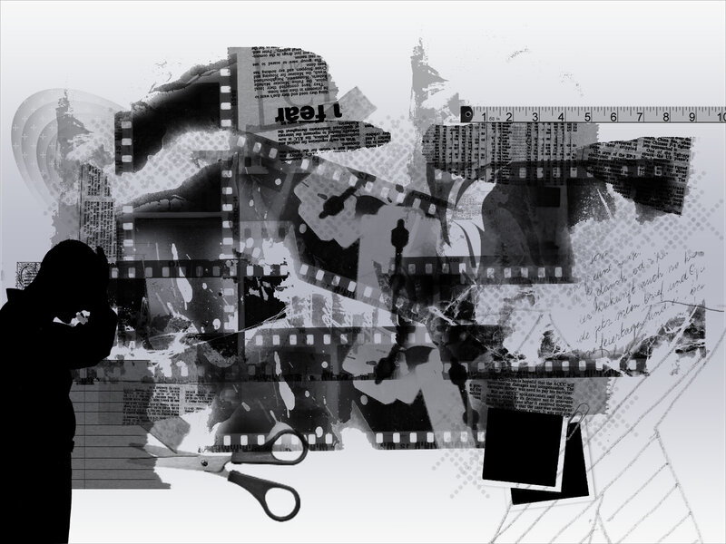 film strip collage with silhouette