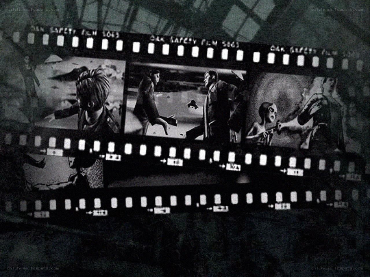 film strip with action scenes