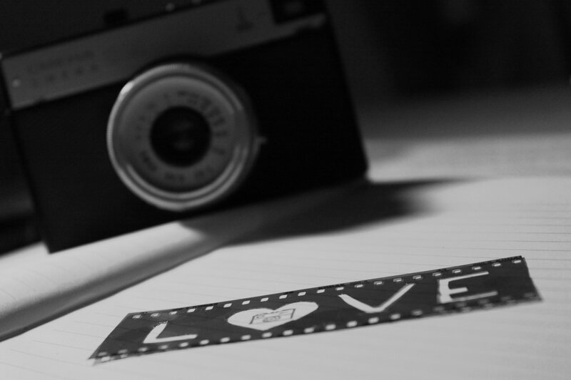 Film Strip with Word Love