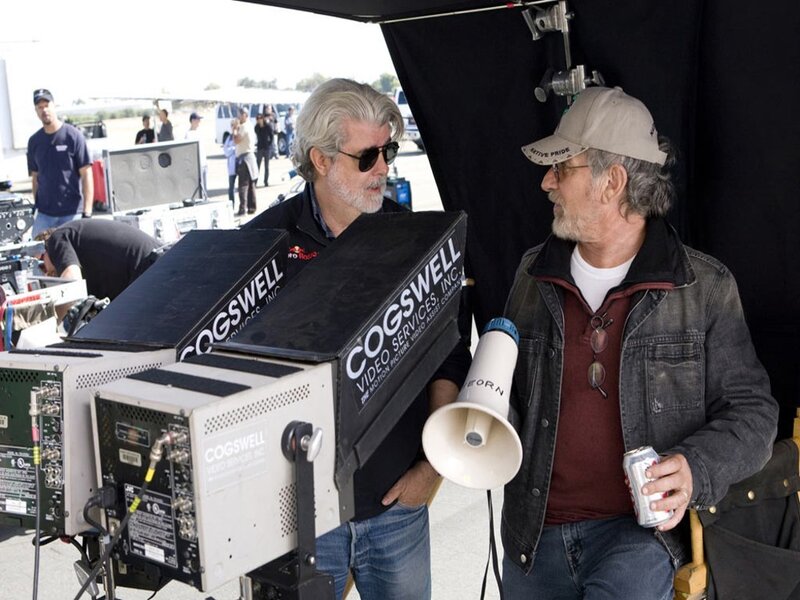 Filmmakers on set with equipment