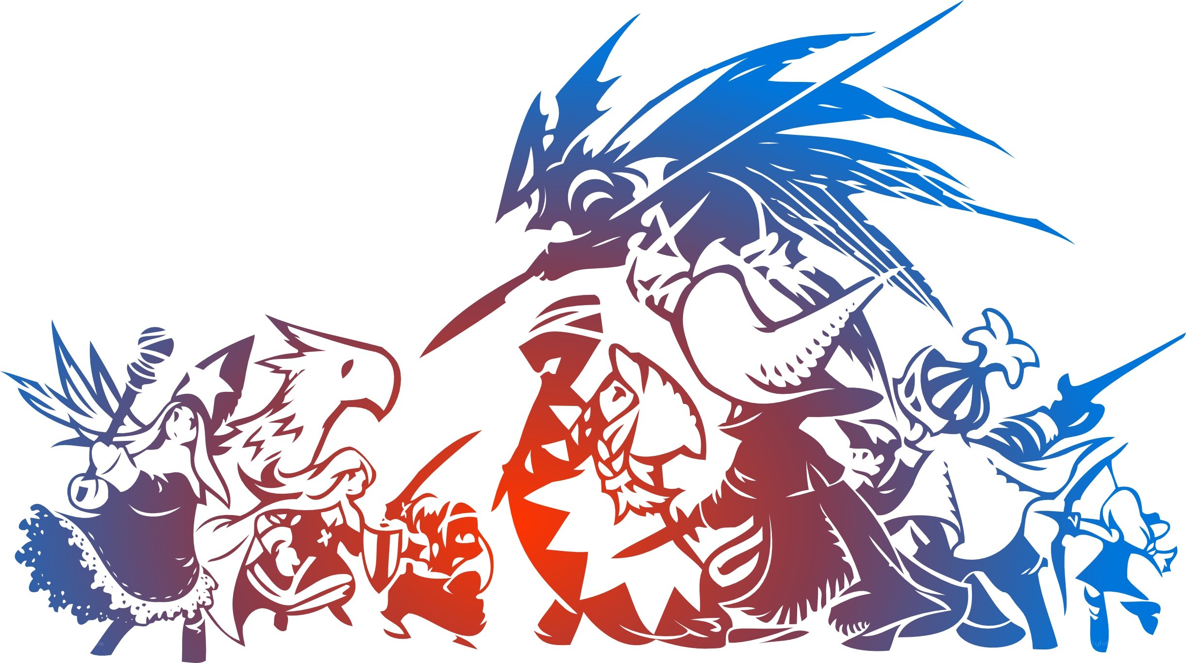 Final Fantasy characters in silhouette
