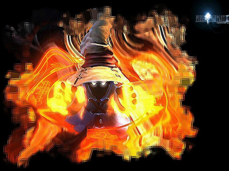 Final Fantasy III character in flames