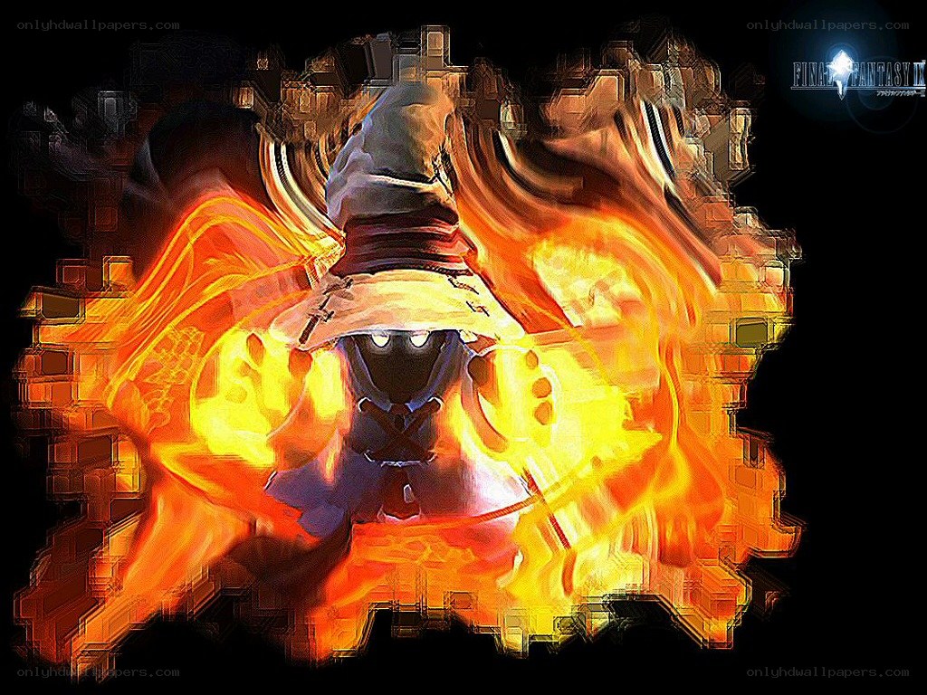 Final Fantasy III character in flames