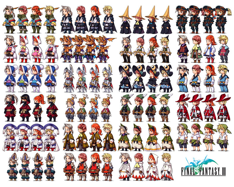 Final Fantasy III character sprites