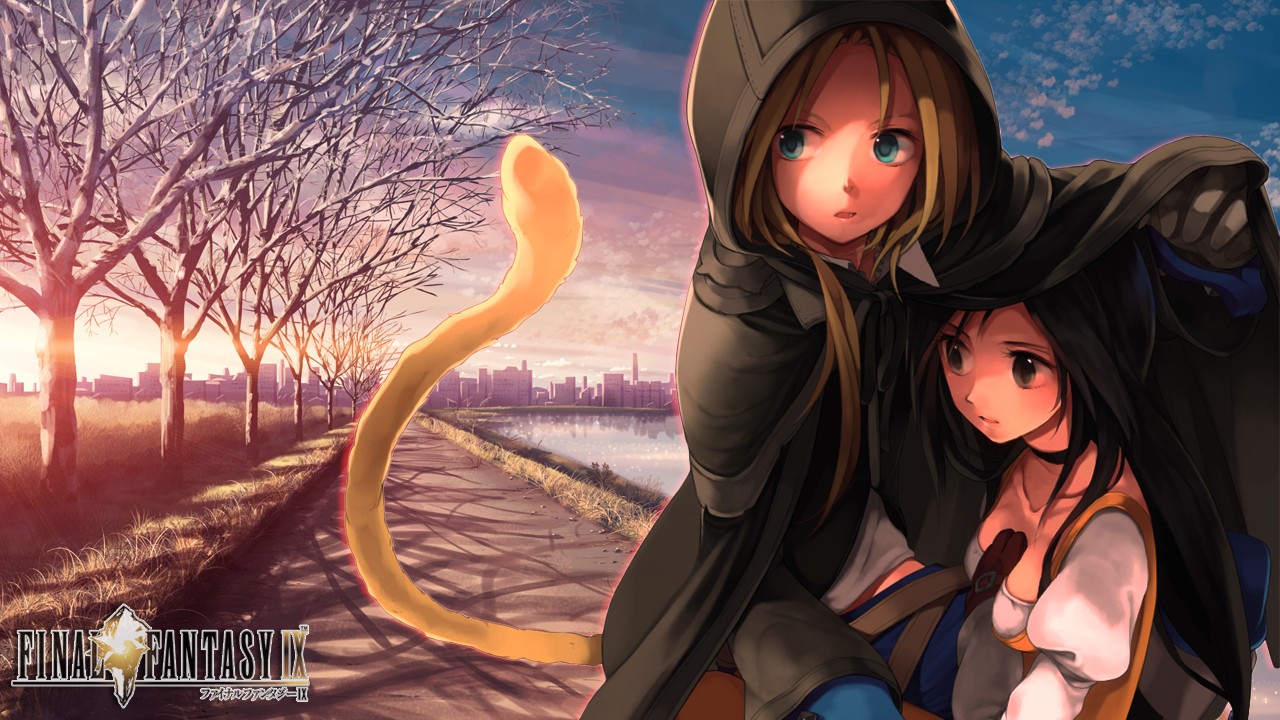 Final Fantasy IX characters in a scenic setting