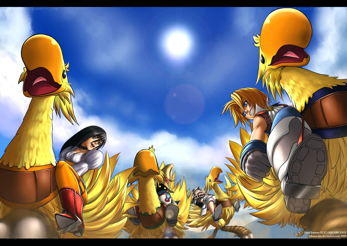 Final Fantasy IX characters on chocobos