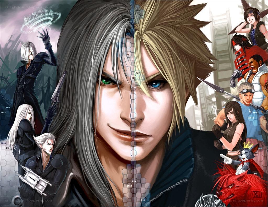 Final Fantasy VII characters collage
