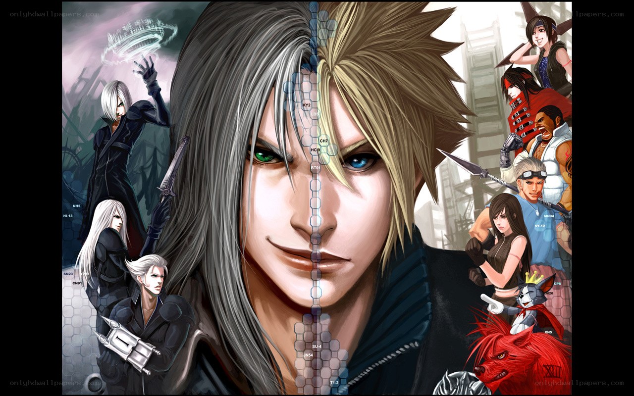 Final Fantasy VII characters collage