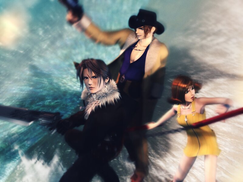 Final Fantasy VII characters in action