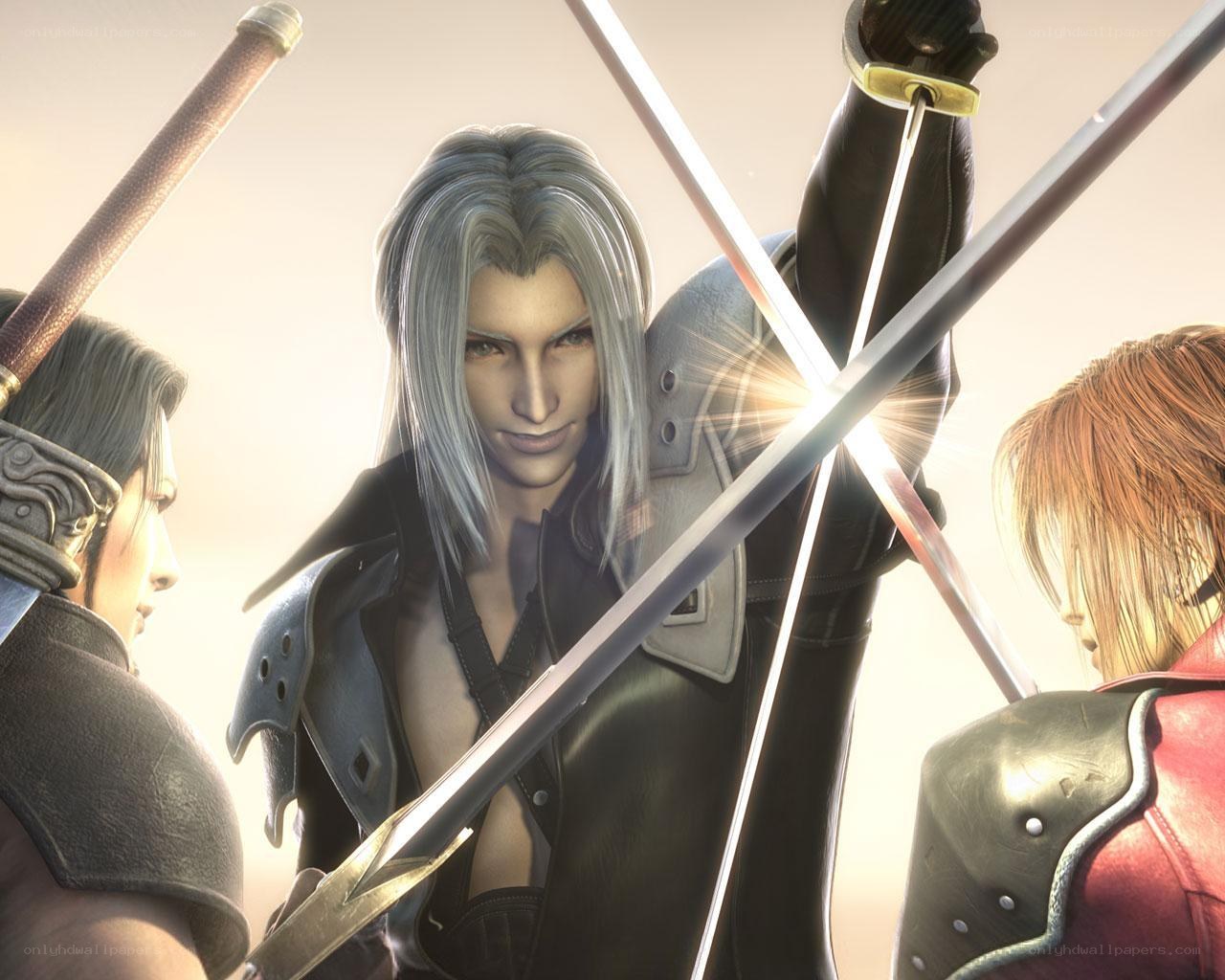 Final Fantasy VII characters in battle