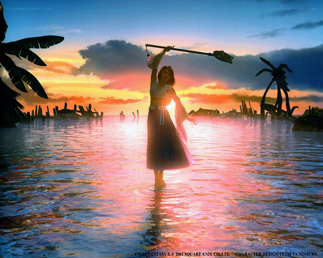 Final Fantasy X character at sunset