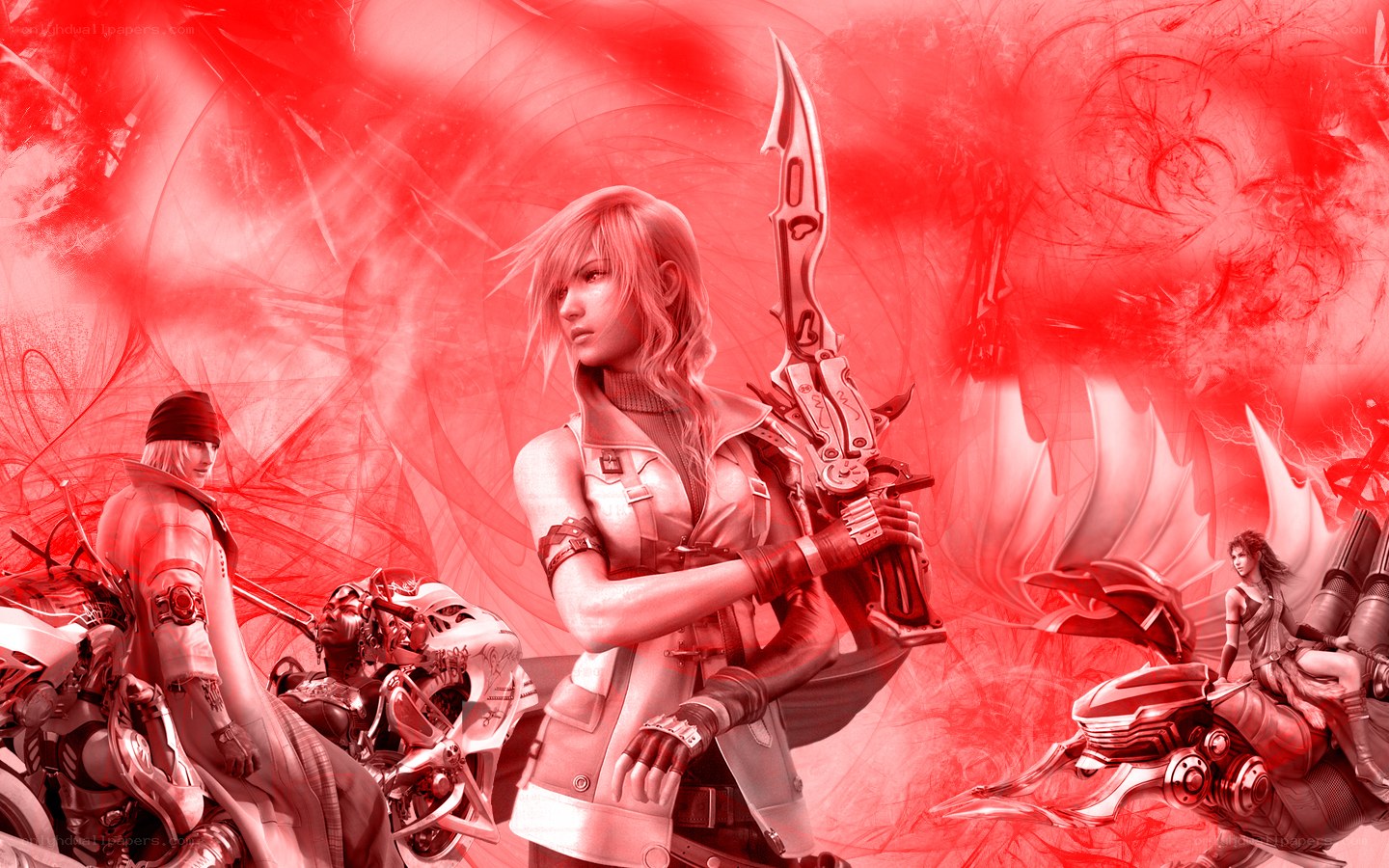 Final Fantasy X characters in red
