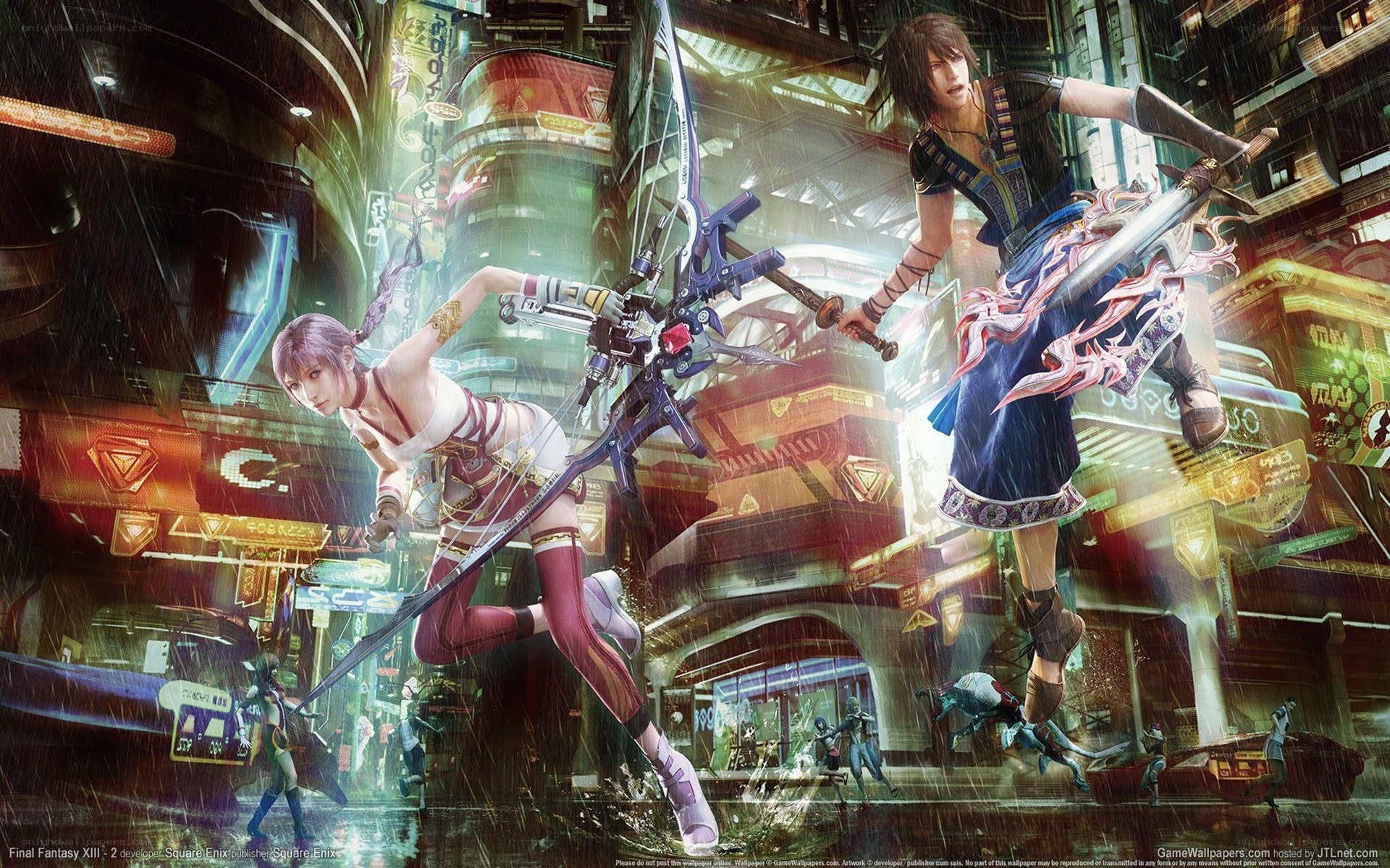 Final Fantasy XIII-2 characters in action