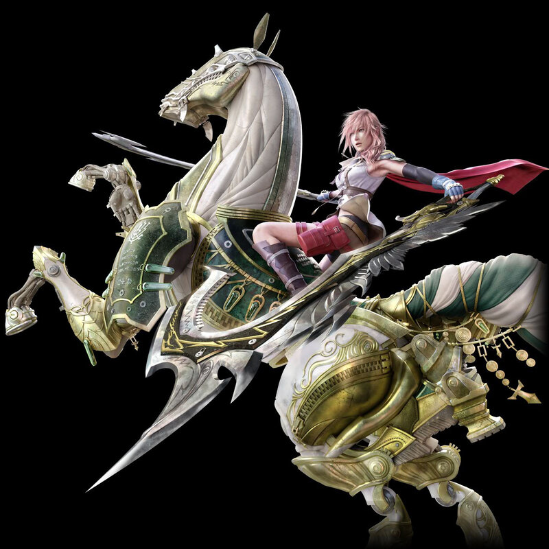Final Fantasy XIII character on a mechanical horse