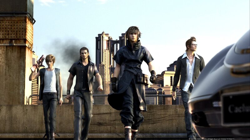 Final Fantasy XIII characters on a rooftop