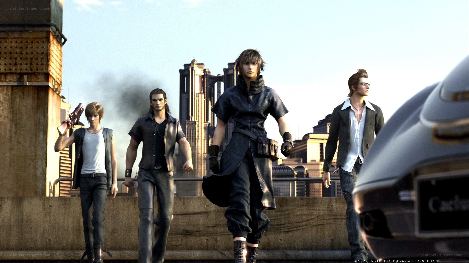 Final Fantasy XIII characters on a rooftop
