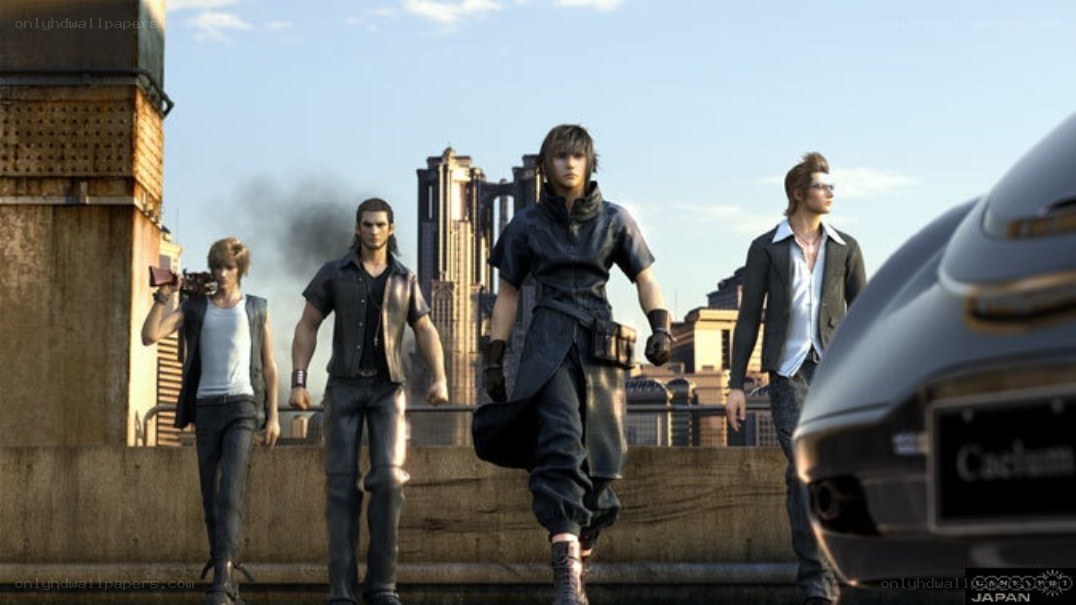 Final Fantasy XIII characters on rooftop