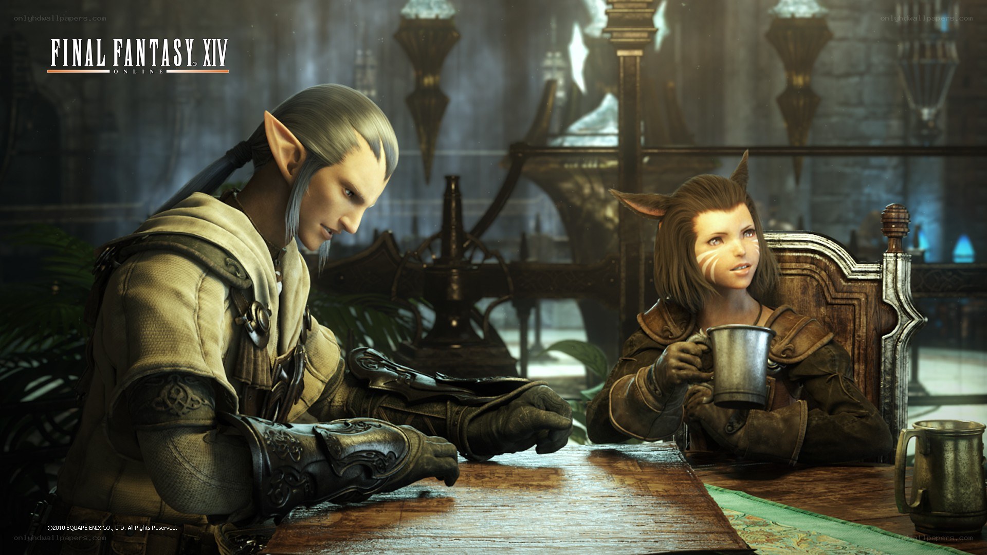 Final Fantasy XIV characters at table
