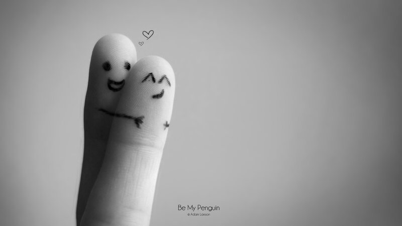 Finger art couple with hearts