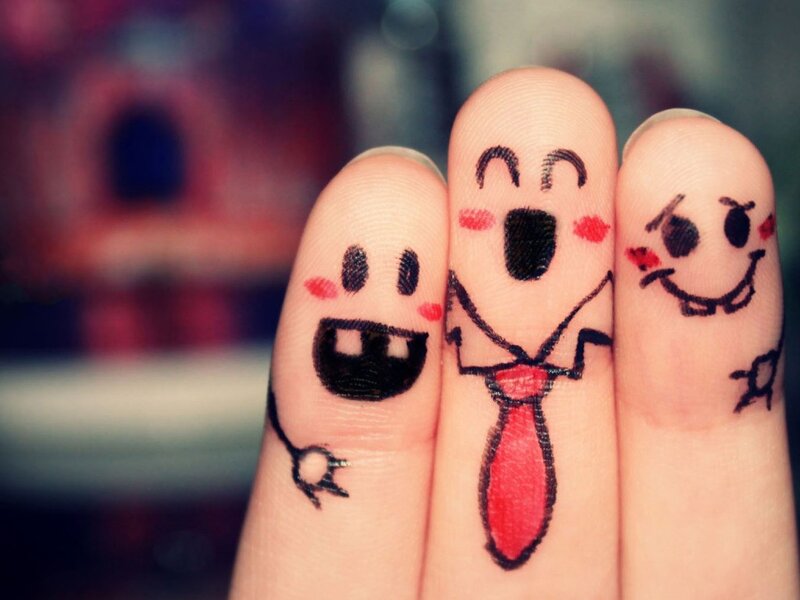 Finger art with smiling faces