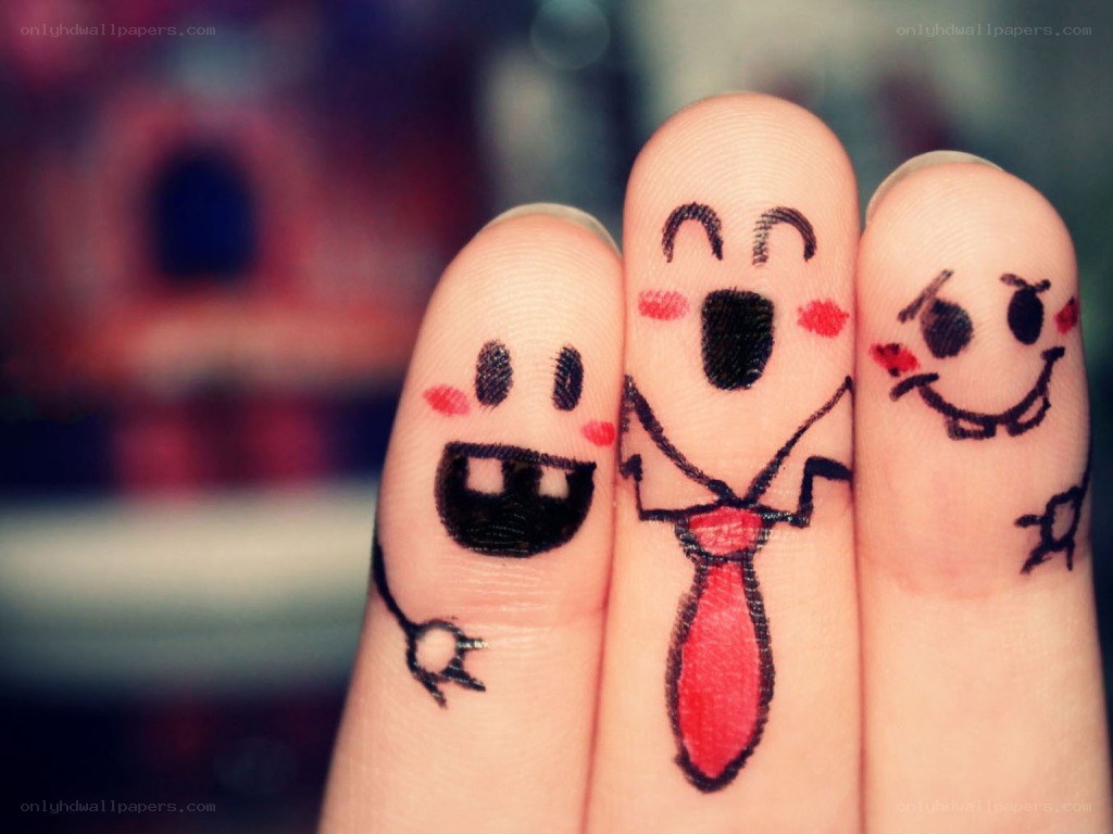 Finger art with smiling faces