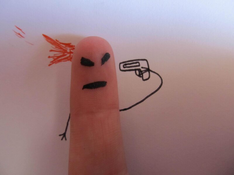 finger drawing with gun