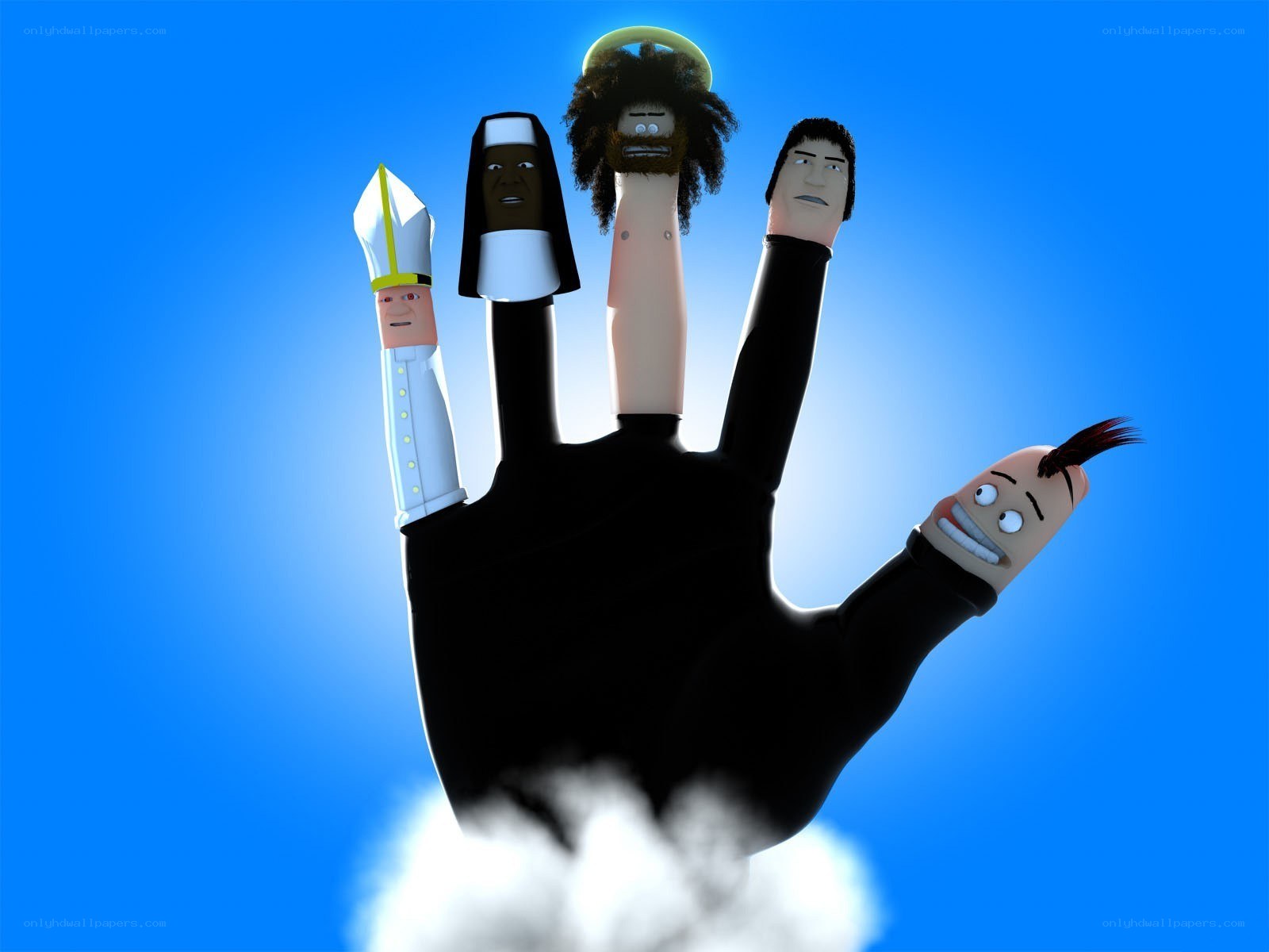 finger puppets on a hand