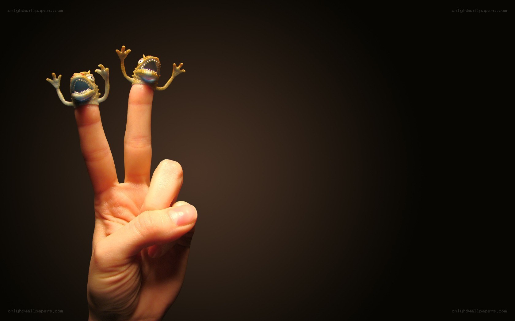 Finger puppets on hand
