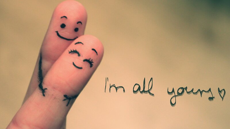 Fingers with Drawn Faces — Beige, Affectionate