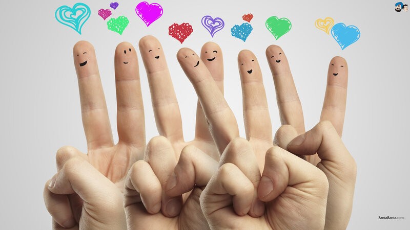 Fingers with Drawn Faces — White